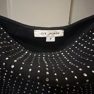 St. john black knit strapless bedazzled tube top size petite